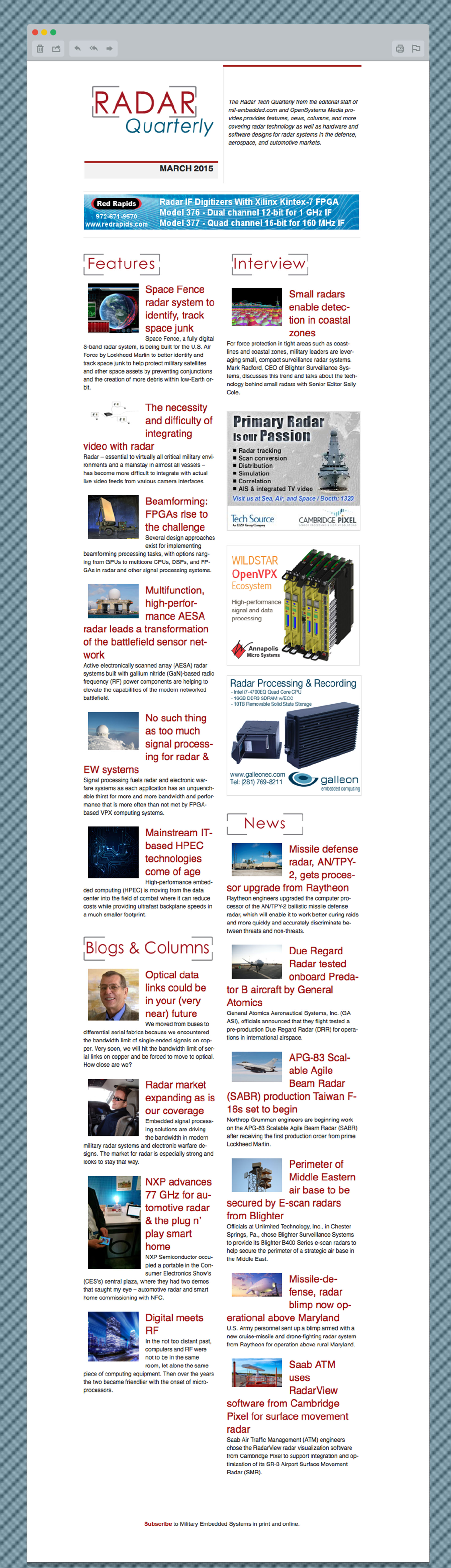 RadarQuarterly Newsletter